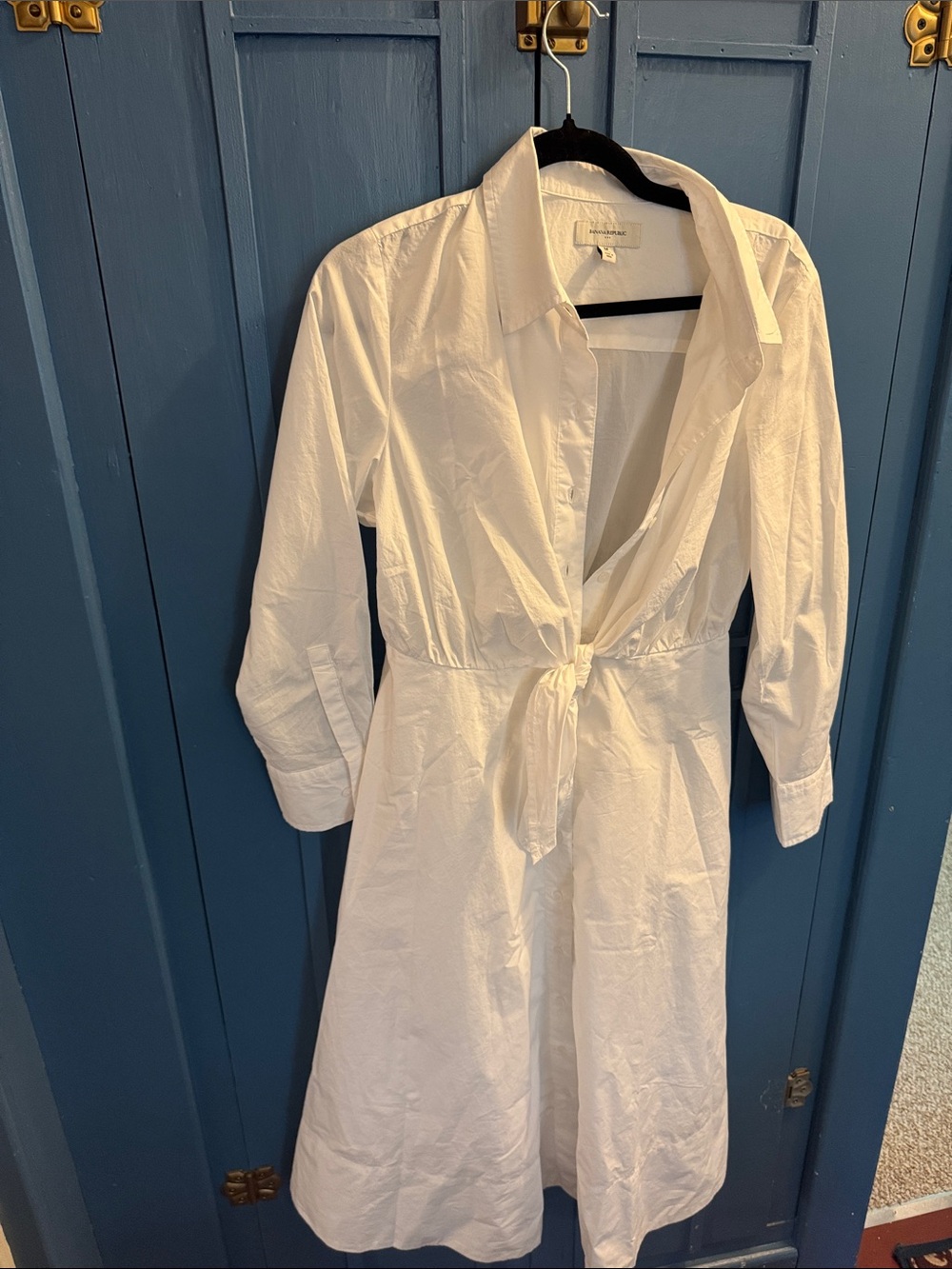 Banana Republic White Tie-Front Shirt Dress